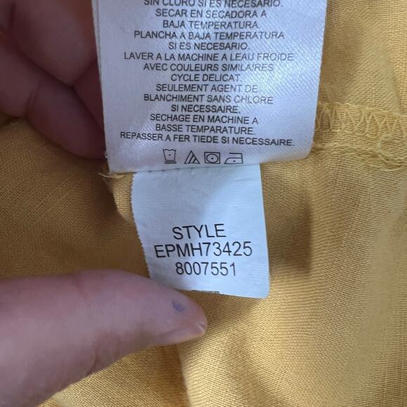 Ellen Tracy Womens Top Medium Linen Cotton Roll Tab Sleeve Summer Breathable - Picture 13 of 15